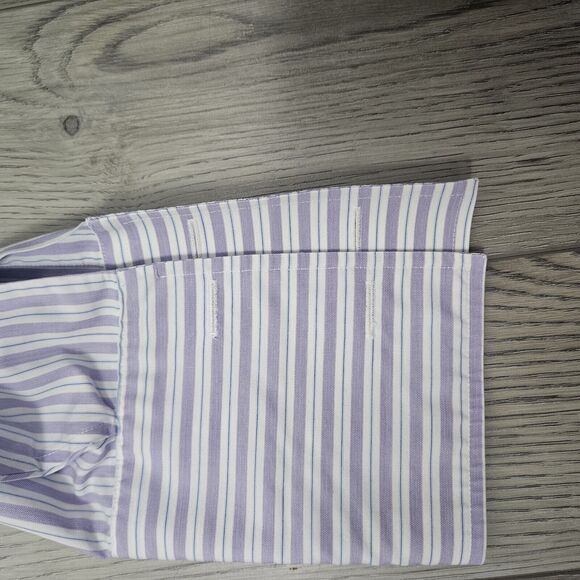 Brooks Brothers Non Iron L/S Shirt American Supima Cotton Lavender Striped - Picture 6 of 8